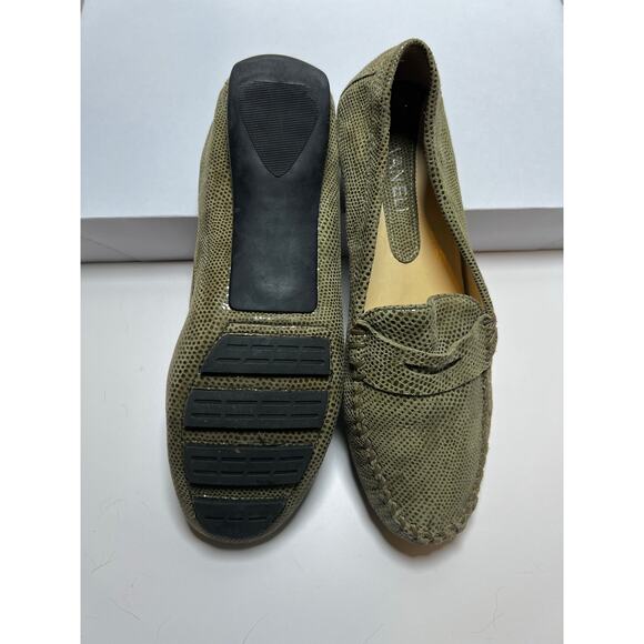 Vaneli Driving Shoes Penny Loafers Shimmery Olive Green Womens 8 M Moccasin Toe - Picture 3 of 6